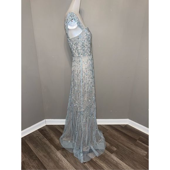 AIDAN MATTOX Cap Sleeve Beaded Ball Gown US 2 $550 - Picture 6 of 8